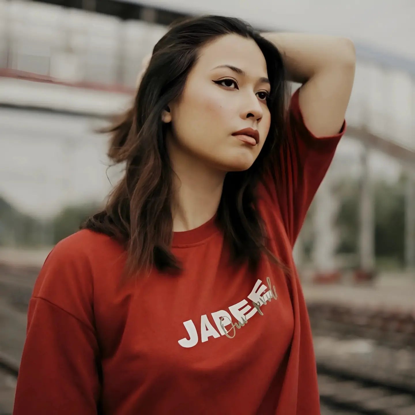 Red Oversized T-shirt Non-Printed