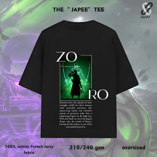 Black Oversized T-shirt "Zoro" Printed